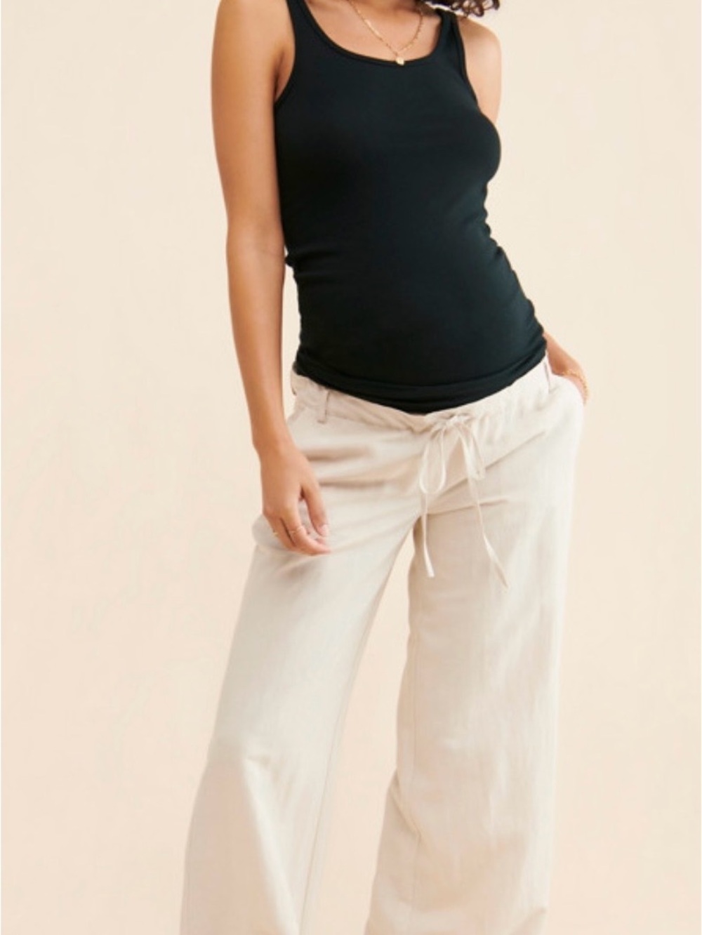 Pietro Brunelli Cream Wide-Leg maternity Drawstring Pants